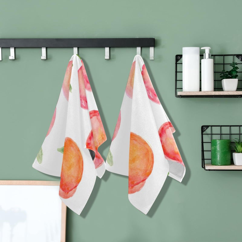 ZZAEO Watercolor Peach Towel Cute Fruit Hand Towel, 30 x 15 inch Thin Lightweight Soft Fingertip Towel for Home Bathroom Theme Decor - Image 5